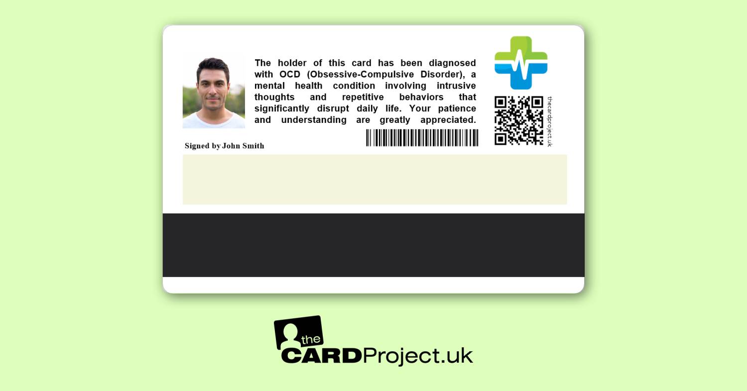 OCD (Obsessive compulsive disorder) Premium Photo Medical ID Card (REAR)